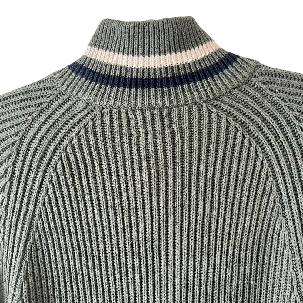 NWT J.Crew Heritage Ribbed Cotton Half Zip Mock Neck Sweater Olive Green Small